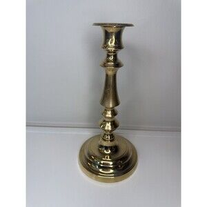 Vintage Brass Plated Candlestick Holder Approx 8.75” Tall Removable Bobeche